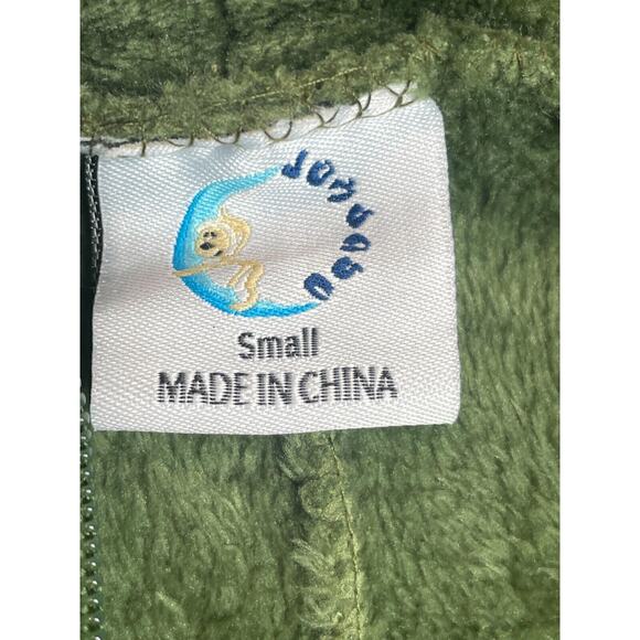 Mens One Piece Costume Loungewear Green Size Small Fleece Plush Avocado W/ Hood - Picture 2 of 5